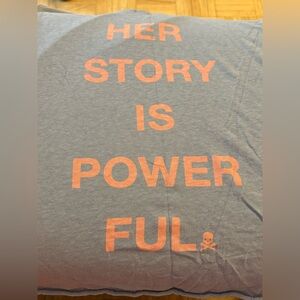 Gray T-Shirt with Pink Text